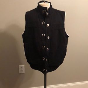 Fluffy Black button up vest.